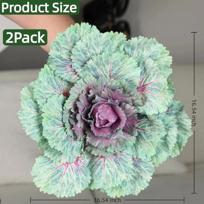 Large Purple Faux Cabbage - 16.5-Inch UV-Resistant Outdoor Decor
