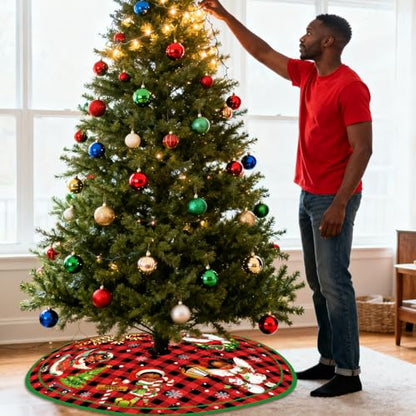 Black Santa Tree Skirt - African American Christmas Decorations 48 Inch