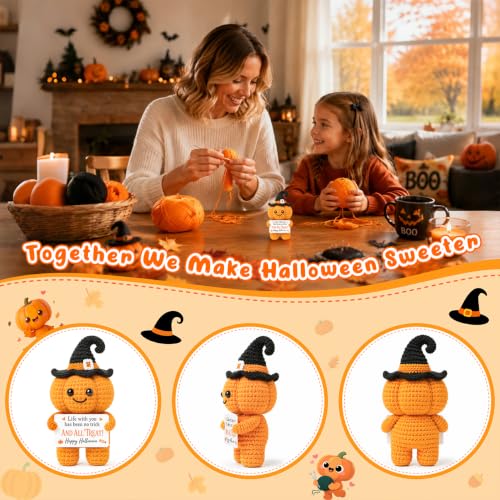 Halloween Crochet Pumpkin Basket Stuffer for Men Women Spooky Gift
