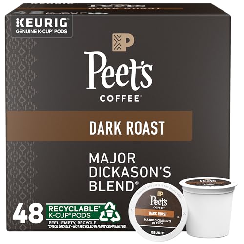 Peet's Coffee, Dark Roast Keurig K-Cup Pods, 100% Arabica Coffee - Major Dickason's Blend 10 Count (1 Box of 10 Pods)