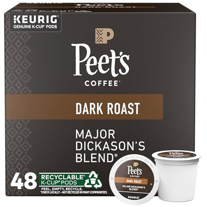 Peet's Coffee, Dark Roast Keurig K-Cup Pods, 100% Arabica Coffee - Major Dickason's Blend 10 Count (1 Box of 10 Pods)