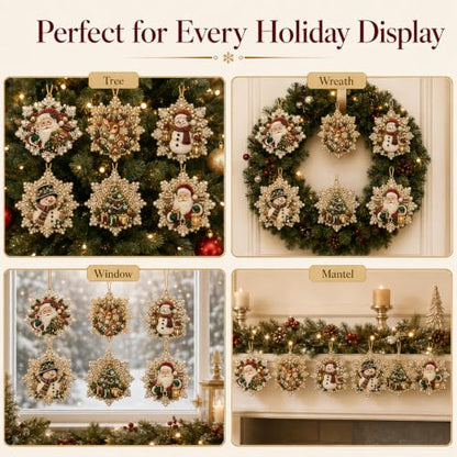 Snowflake Christmas Pearl Art Ornament Kit - DIY Gem Craft for Tree Decor