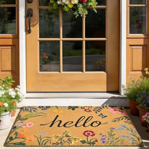 Multi Floral Front Door Mat 17x29 Inches Non-Slip Welcome Doormat
