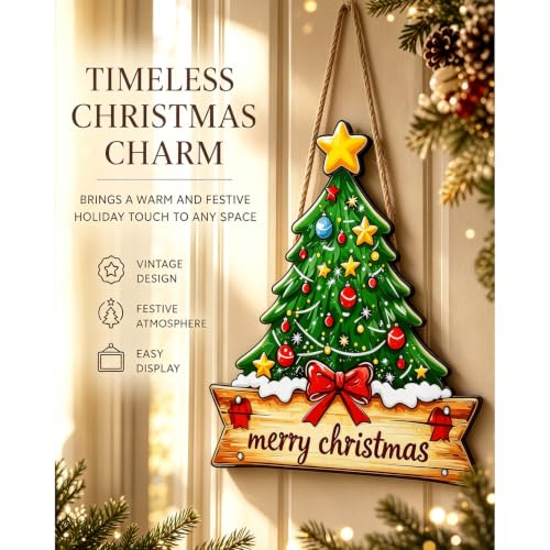 Christmas Decor Wooden Welcome Sign - White, Festive Holiday Home Accent