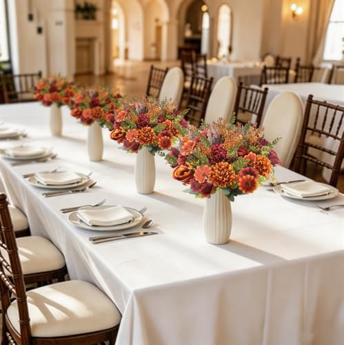 Coffee-Colored Fall Artificial Flower Bouquet with Mums and Peonies - Agusbagli, 22PCS