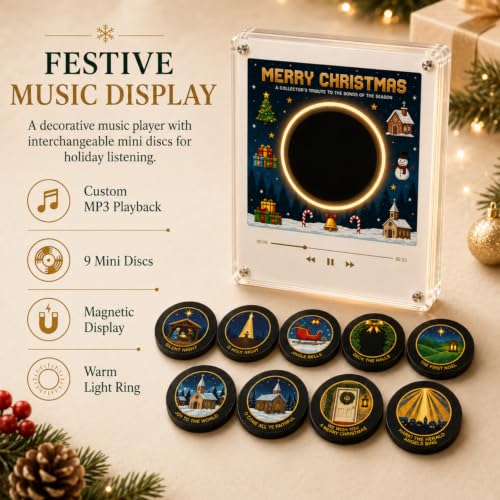 Magnetic Christmas Music Box Player with Interchangeable Discs - Holiday Decor