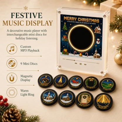 Magnetic Christmas Music Box Player with Interchangeable Discs - Holiday Decor