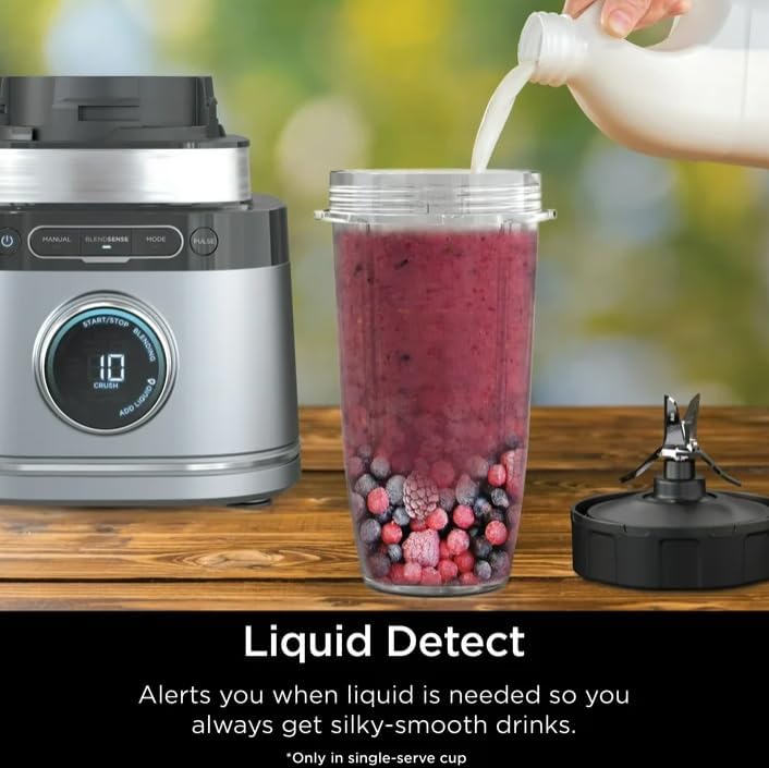 Niin-jaa Detectt 72 Oz Blender - 1700W, 3 Speeds, BlendSense Technology for Smoothies & More | Silver