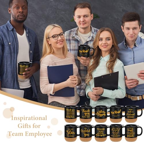 Classic 10 Pack Employee Appreciation Coffee Mug Set with Colorful Messages