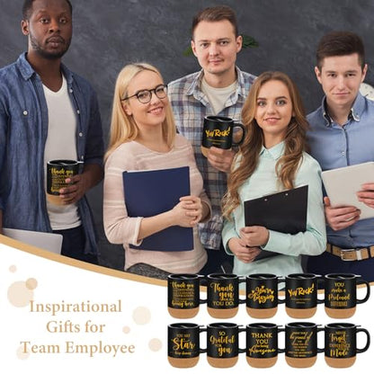 Classic 10 Pack Employee Appreciation Coffee Mug Set with Colorful Messages