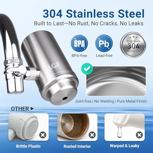 360° Rotating Stainless Steel Faucet Water Filter 320 Gallon Capacity