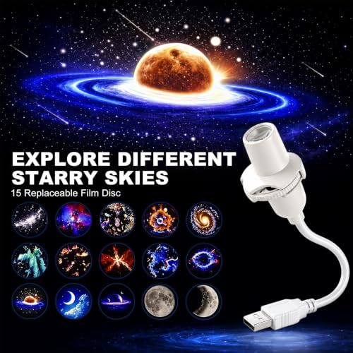 HD Star Projector for Bedroom Ceiling - Galaxy & Ocean Light with 360° Adjustable Angle