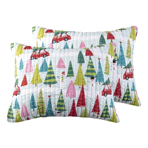 Levtex Home Holly Jolly Christmas Quilt Sham Set 26x20 Reversible Microfiber