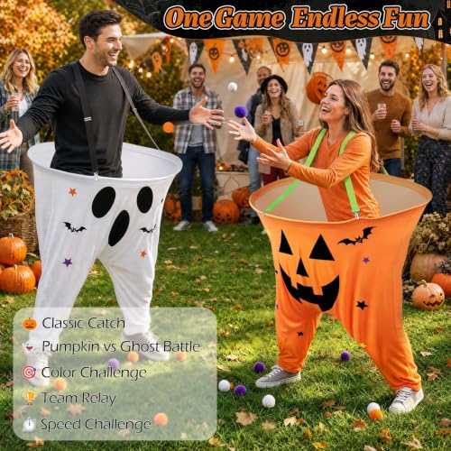 Large Pumpkin vs Ghost Catch Toss Game for Adults Halloween Party - 2 Pcs