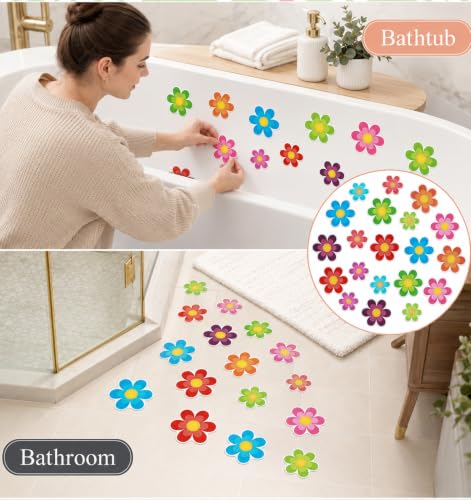 20PCS Non-Slip Shower Stickers with Adhesive Daisy Flower Design