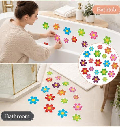 20PCS Non-Slip Shower Stickers with Adhesive Daisy Flower Design