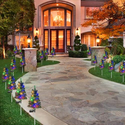 6 Pack Solar Christmas Tree Stake Lights Outdoor Waterproof Garden Decor