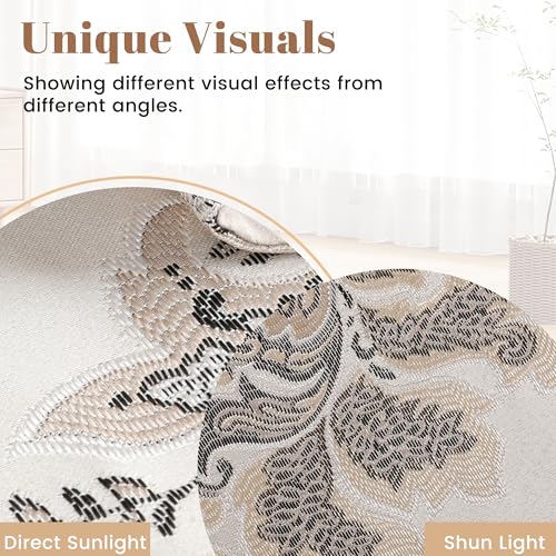 White Floral Jacquard Table Runner with Multi-Tassels - 13x62 Inch