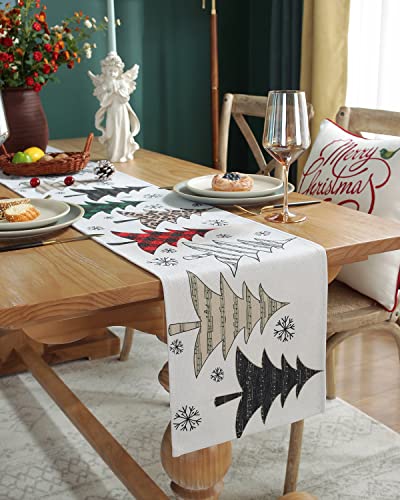 Christmas Table Runner 72 Inch Long with Leopard Christmas Tree Pattern - Festive Holiday Decor