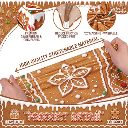 Christmas Gingerbread Train Tablecloth Set - 6 ft Holiday Party Decor Variation of 2 / Train