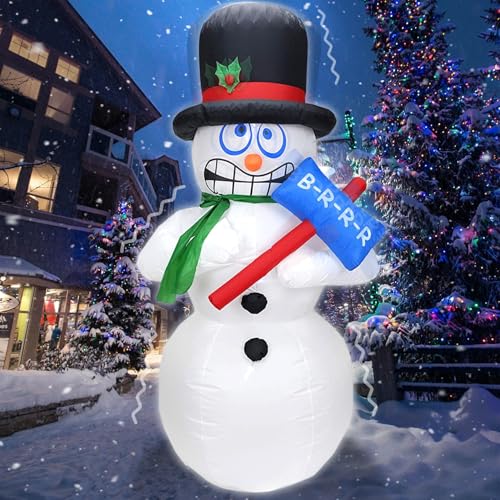 6FT Shivering Snowman Inflatable with Built-in LED Lights - Animated Christmas Decor