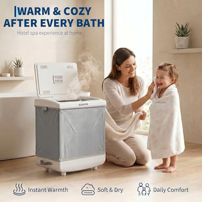 Gray Portable Folding Towel Warmer ABS Heated Bucket for Bathroom Travel