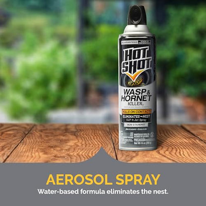 Hot Shot Wasp & Hornet Killer Spray, For Insects Eliminates the Nest, Sprays Up To 27 Feet, 14 fl Ounce, 2 Pack