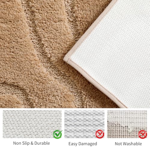 YIHOUSE 24x36 Inch Soft Non-Slip Absorbent Bathroom Rug - Beige