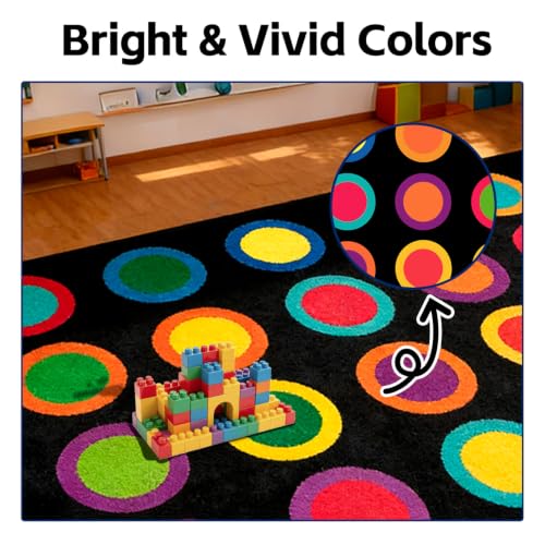 Colorful Circles Classroom Rug 5' x 7'6" for Preschool & Daycare, Seats 20 - Variation of THIS listing
