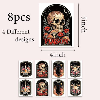 Halloween 1 8pcs Funny Black Retro Wine Labels Party Decorations