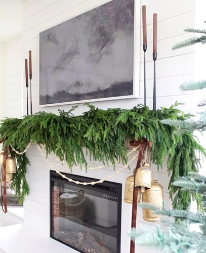 2-Pack 6FT Real Touch Norfolk Pine Garland for Christmas Holiday Decor - Indoor Outdoor