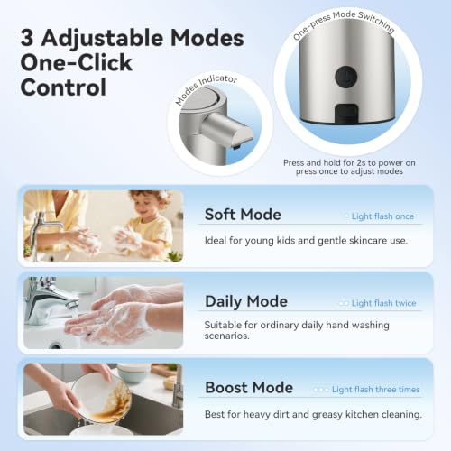 Automatic Liquid Soap Dispenser Touchless Stainless Steel Rechargeable - Silver