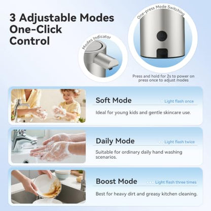 Automatic Liquid Soap Dispenser Touchless Stainless Steel Rechargeable - Silver