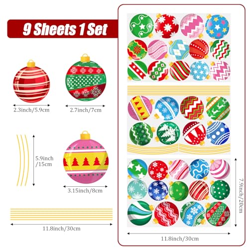 Snowball Christmas Window Clings 172 Pcs Winter Wonderland Decorations - Snowflake, Reindeer, Snowman, Elk, Snowball, 9 Sheets - Snowball 1