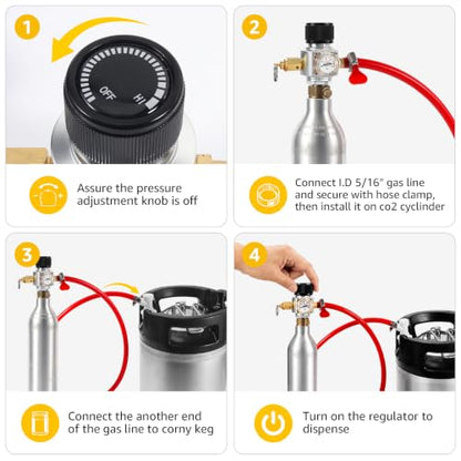 Mini CO2 Regulator 90 PSI for Soda Canister - Compatible with TR21-4