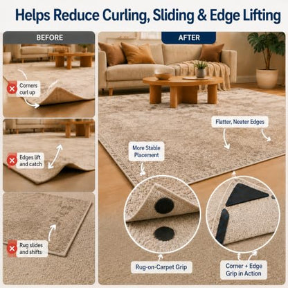 28PCS Carpet Rug Corner Grippers Non Slip Anti Curl Rug Stoppers