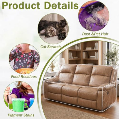 Clear Waterproof Plastic Couch Cover for Sofa - Heavy Duty, 96" W x 40" D x 41" H, Sofa Cover with Elastic Edges - Variation of Sofa / 1
