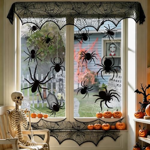 Halloween Window Clings - Black Spider Web & Silhouette Decals, 11 Sheets