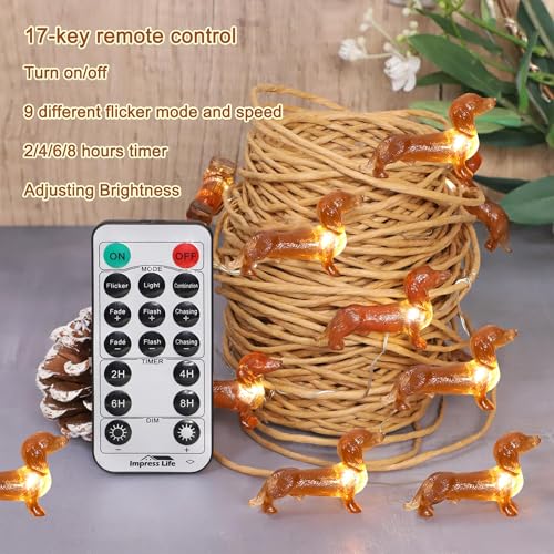 Pet Dachshund Dog Christmas String Lights - 10ft LED Decor, Waterproof