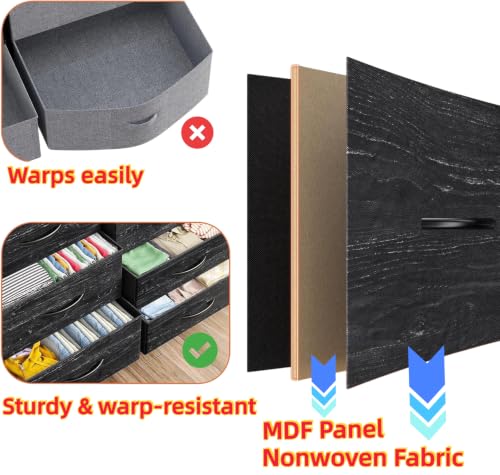 10-Drawer Dresser with LED Lights, Power Outlets & Black Variation