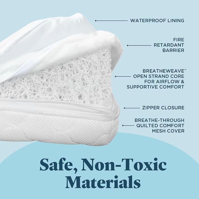 Full Size Crib Mattress with Breathable Core & Waterproof Toddler Side