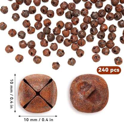240 Pcs Rustic Christmas Jingle Bells - 0.4 Inch Metal Craft Decorations