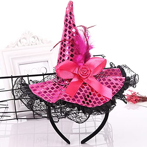 Pink Sequin Witch Hat Headband - One Size Halloween Party Favors