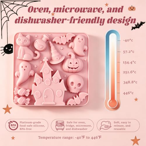 Halloween Silicone Mold with 10 Shapes - Pink Variation of This Listing