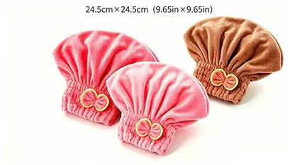 Microfiber Hair Drying Towels Set - Quick-Absorb Turban Caps for Women & Girls