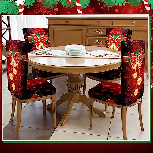 Christmas Chair Covers Set of 6 - Red Holiday Dining Chair Protectors