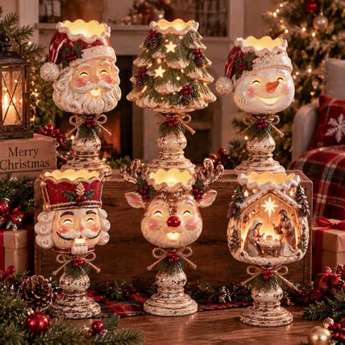 Nativity Candle Holder Collection - Rustic Farmhouse Resin Tealight Decor