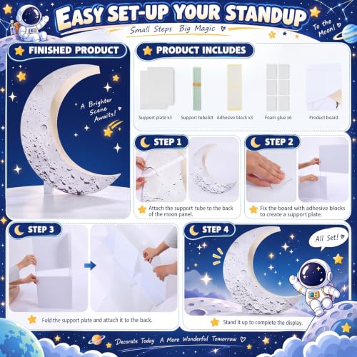 Large Moon Cardboard Cutout Standup for Space Theme Party Decoration - 5ft