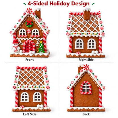 Lighted Gingerbread House Christmas Decor - Clay Dough, 6.3 Inch