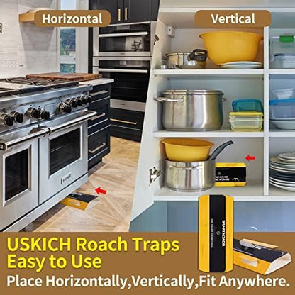 Skiennix Roach Traps - 20 Pack Indoor Glue Traps, Safe for Children & Pets | Effective Cockroach Control